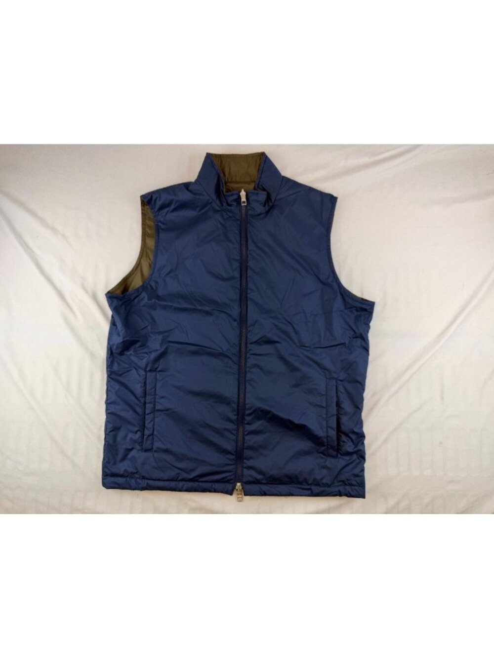 Peter Millar Crown Reversible Vest Quilted Full Zip Men’s Size L Navy & Brown